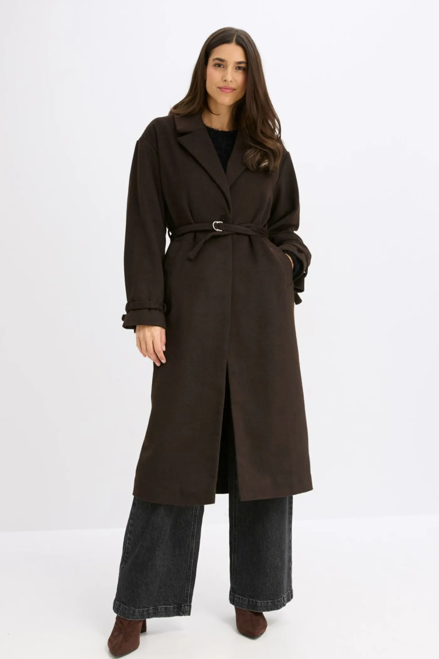 bonprix bonprix Chaquetas Y Abrigos>Abrigo Marrón oscuro-negro