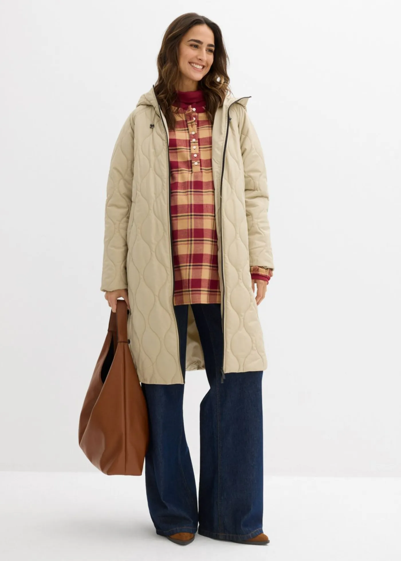 bonprix bonprix Premamá>Abrigo acolchado 3 en 1 de calidez media para durante y después del embarazo Verde aceite