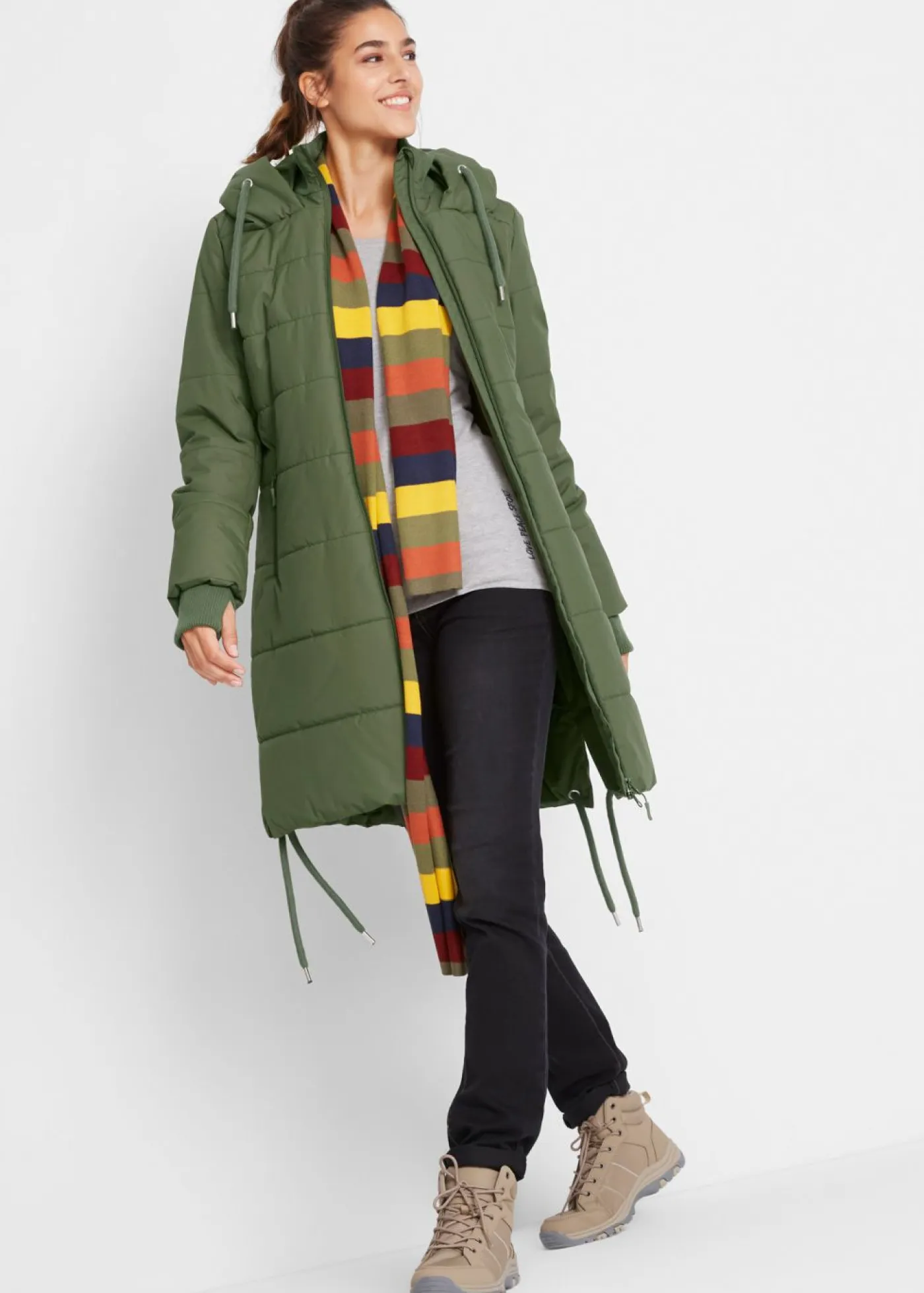 bonprix bonprix Chaquetas Y Abrigos>Abrigo acolchado repelente al agua caqui oscuro