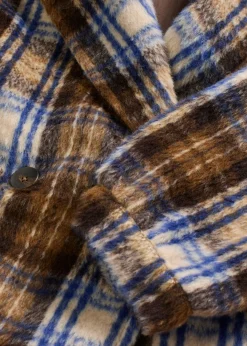 bonprix bonprix Chaquetas Y Abrigos>Abrigo con mangas de globo Marrón oscuro/azul zafiro de cuadros