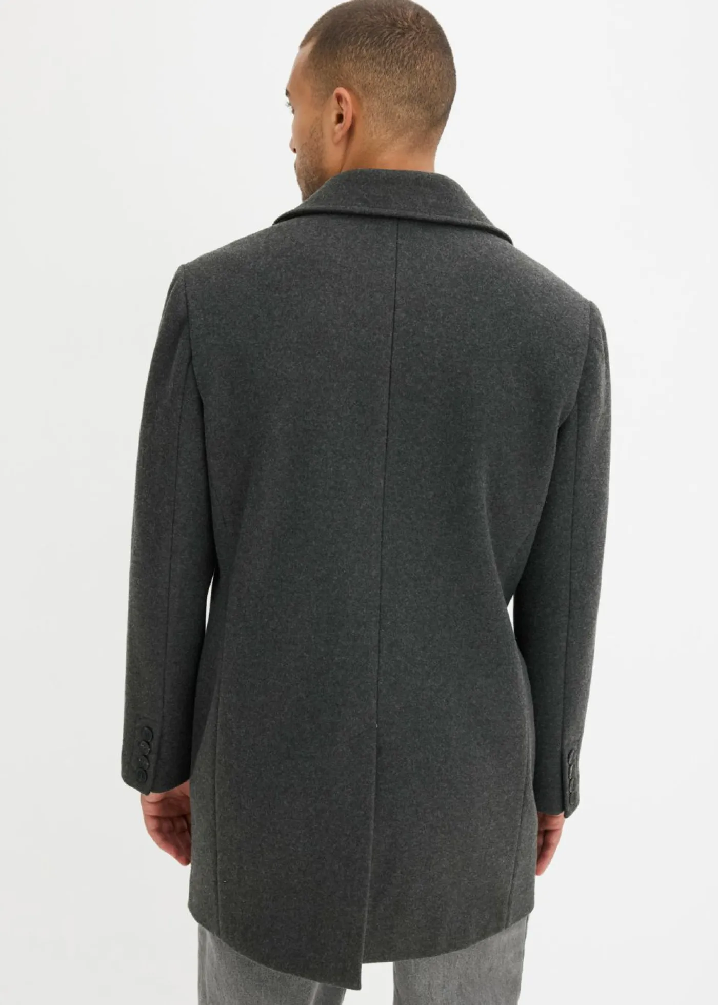 bonprix bonprix Chaquetas Y Abrigos·Abrigos>Abrigo corto con contenido de lana Antracita jaspeado