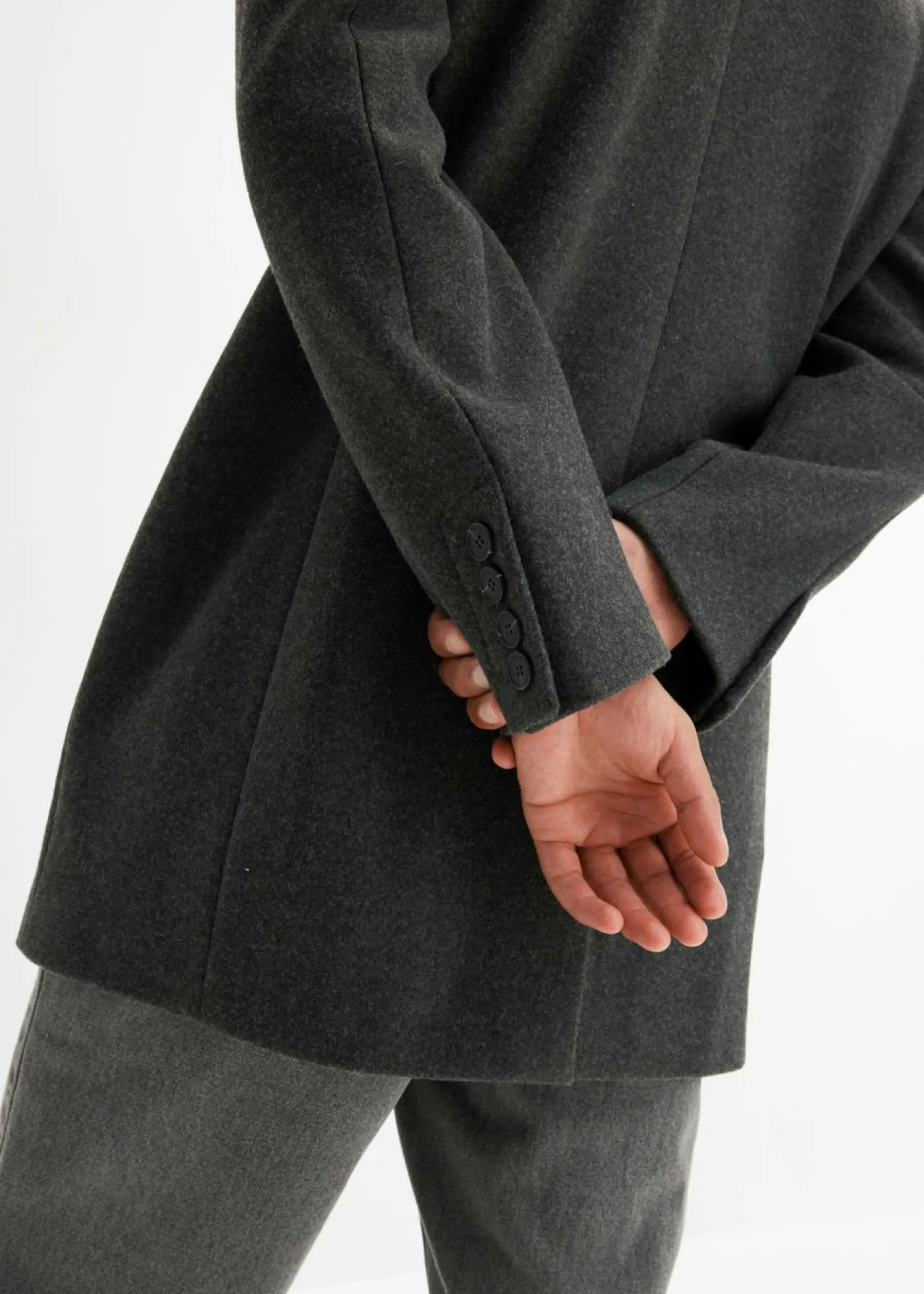 bonprix bonprix Chaquetas Y Abrigos·Abrigos>Abrigo corto con contenido de lana Antracita jaspeado