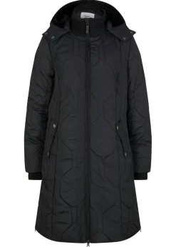 bonprix bonprix Chaquetas Y Abrigos>Abrigo corto con guateado de rombos y cremalleras laterales Negro