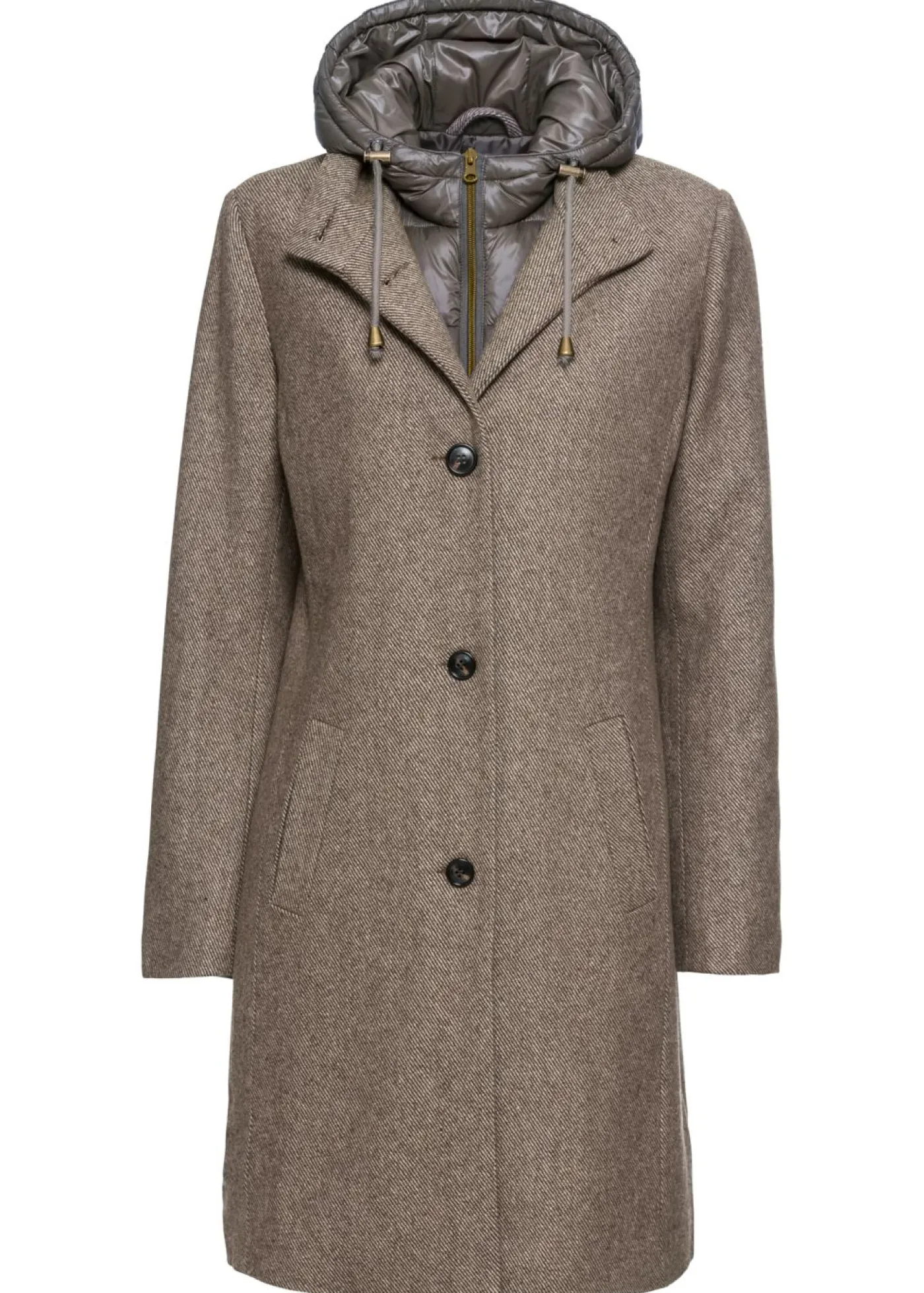 Mujer bonprix bonprix Abrigo corto de invierno con aspecto de lana y diseño 2 en 1