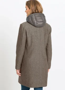 Mujer bonprix bonprix Abrigo corto de invierno con aspecto de lana y diseño 2 en 1