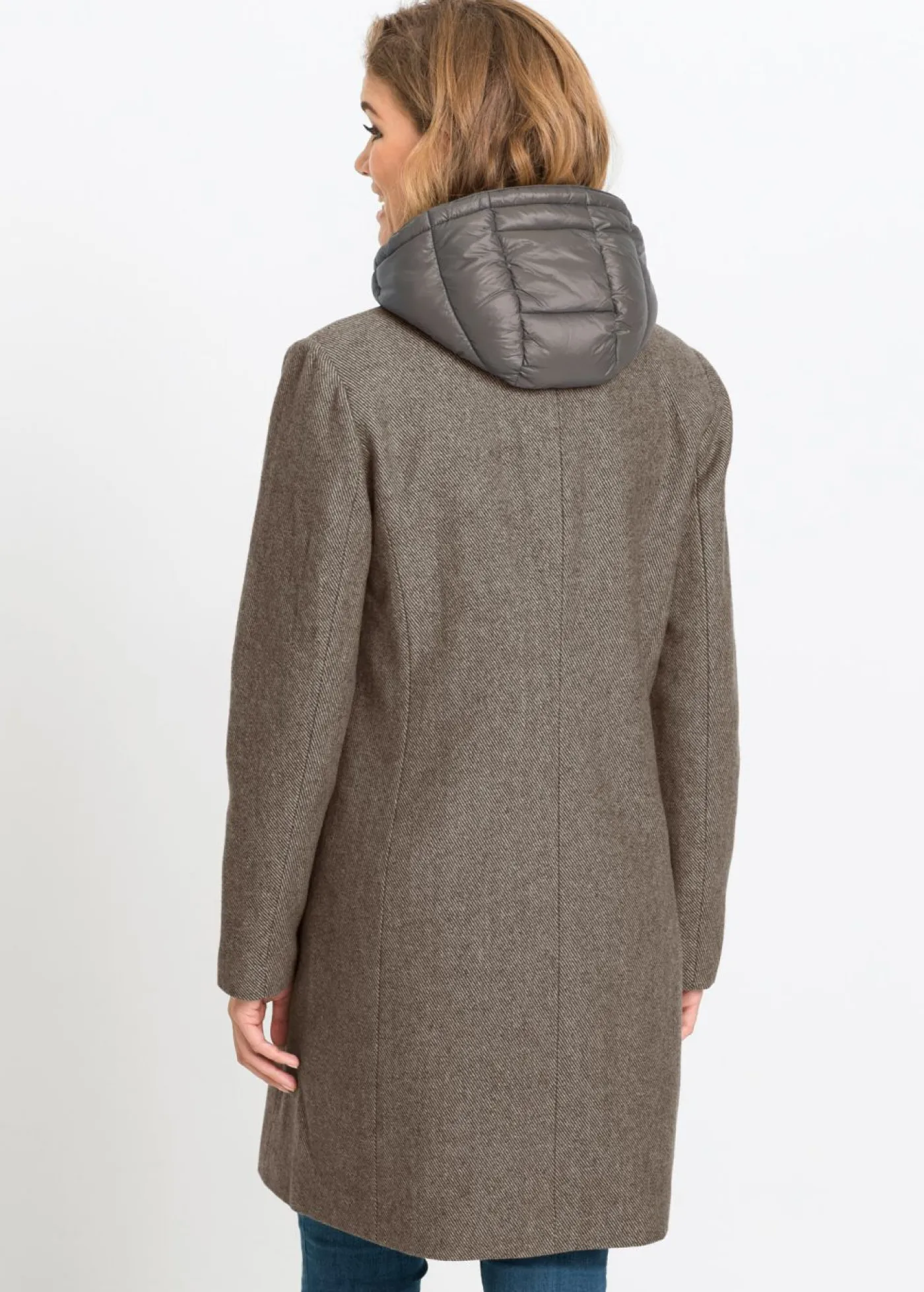 Mujer bonprix bonprix Abrigo corto de invierno con aspecto de lana y diseño 2 en 1