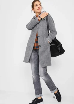 Mujer bonprix bonprix Abrigo corto de invierno con aspecto de lana y diseño 2 en 1