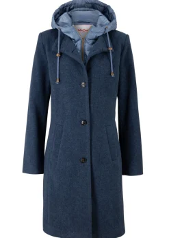 bonprix bonprix Chaquetas Y Abrigos>Abrigo corto de invierno con aspecto de lana y diseño 2 en 1 Azul marino