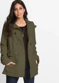 bonprix bonprix Chaquetas Y Abrigos|Tallas Pequeñas>Abrigo corto en talla petite Verde oliva oscuro