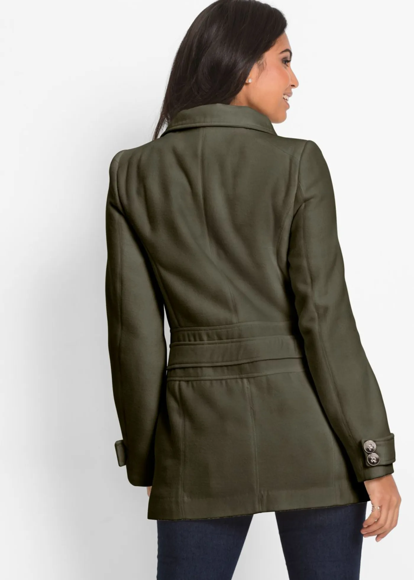 bonprix bonprix Chaquetas Y Abrigos|Tallas Pequeñas>Abrigo corto en talla petite Verde oliva oscuro