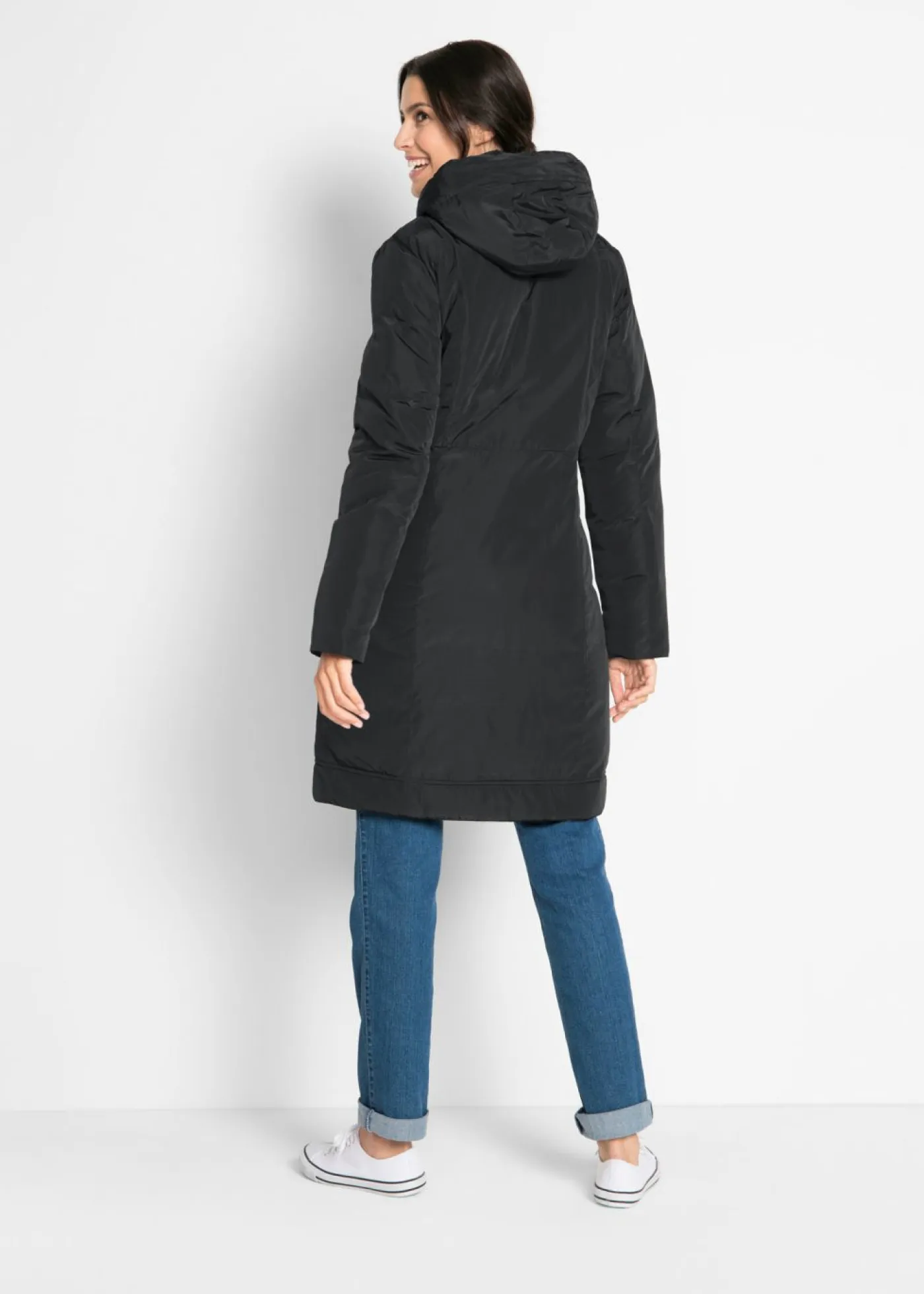 bonprix bonprix Chaquetas Y Abrigos>Abrigo corto ligeramente acolchado con capucha Negro