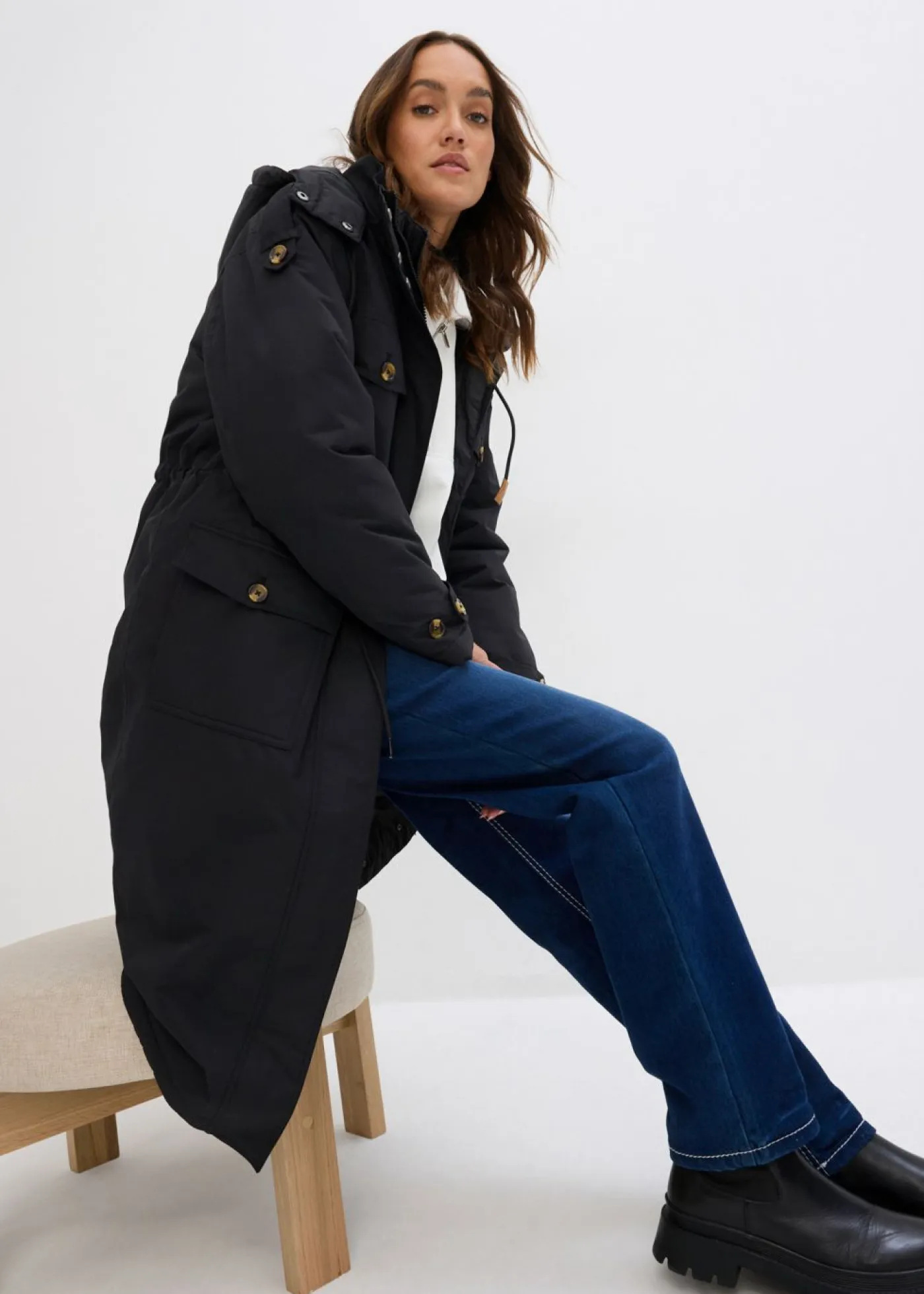 bonprix bonprix Chaquetas Y Abrigos>Abrigo de invierno, aspecto 2 en 1 Negro