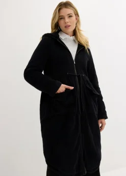 Mujer bonprix bonprix Abrigo de pana de algodón puro con capucha de pelo