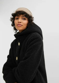 Mujer bonprix bonprix Abrigo de pelo con capucha y bolsillos