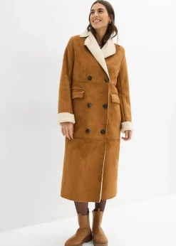 Mujer bonprix bonprix Abrigo de piel sintética en forro cálido