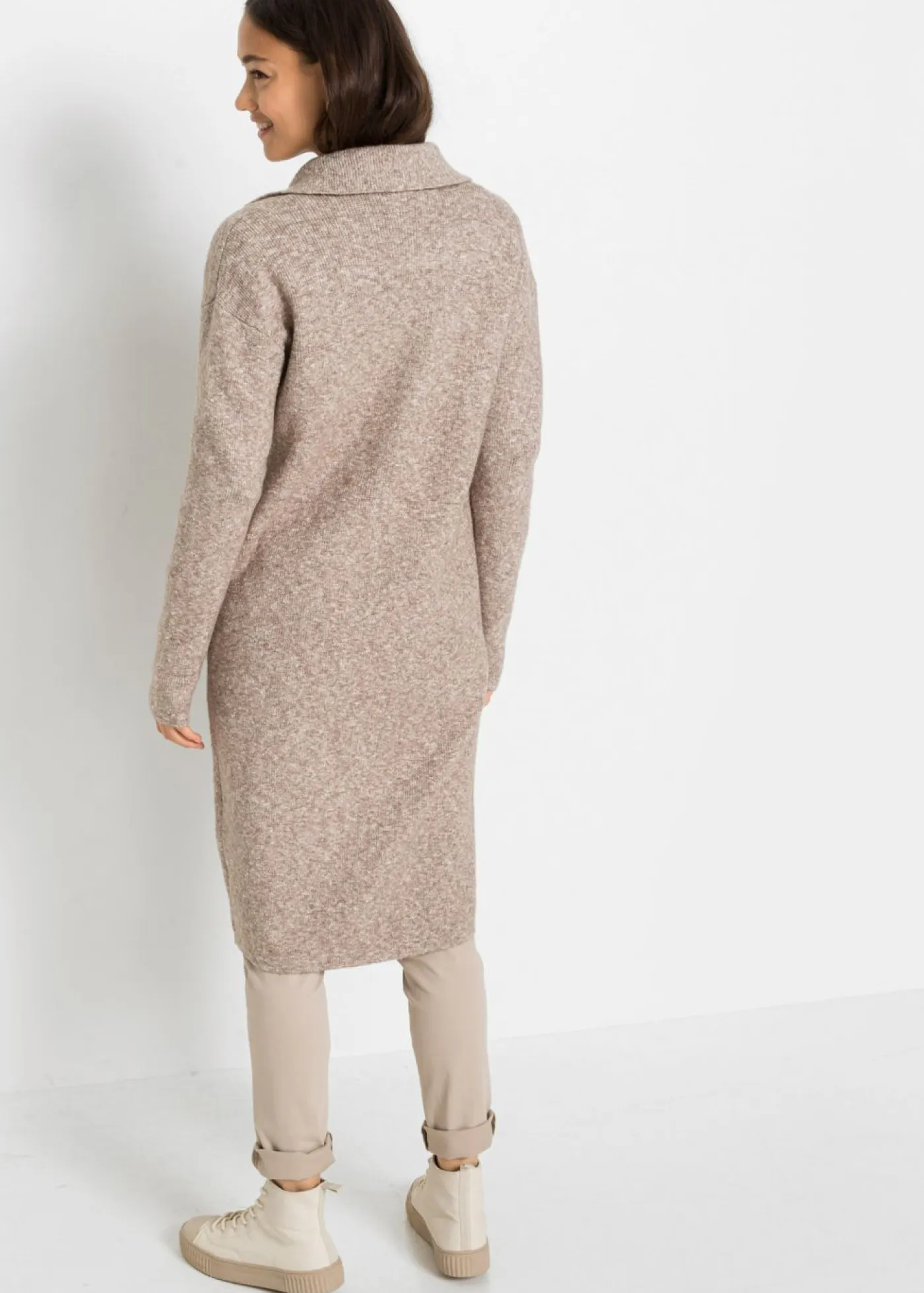 bonprix bonprix Jerséis|Ropa De Punto>Abrigo de punto Marrón grisáceo jaspeado