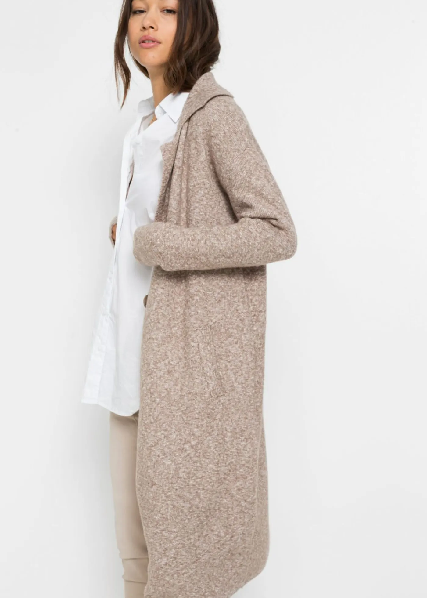 bonprix bonprix Jerséis|Ropa De Punto>Abrigo de punto Marrón grisáceo jaspeado