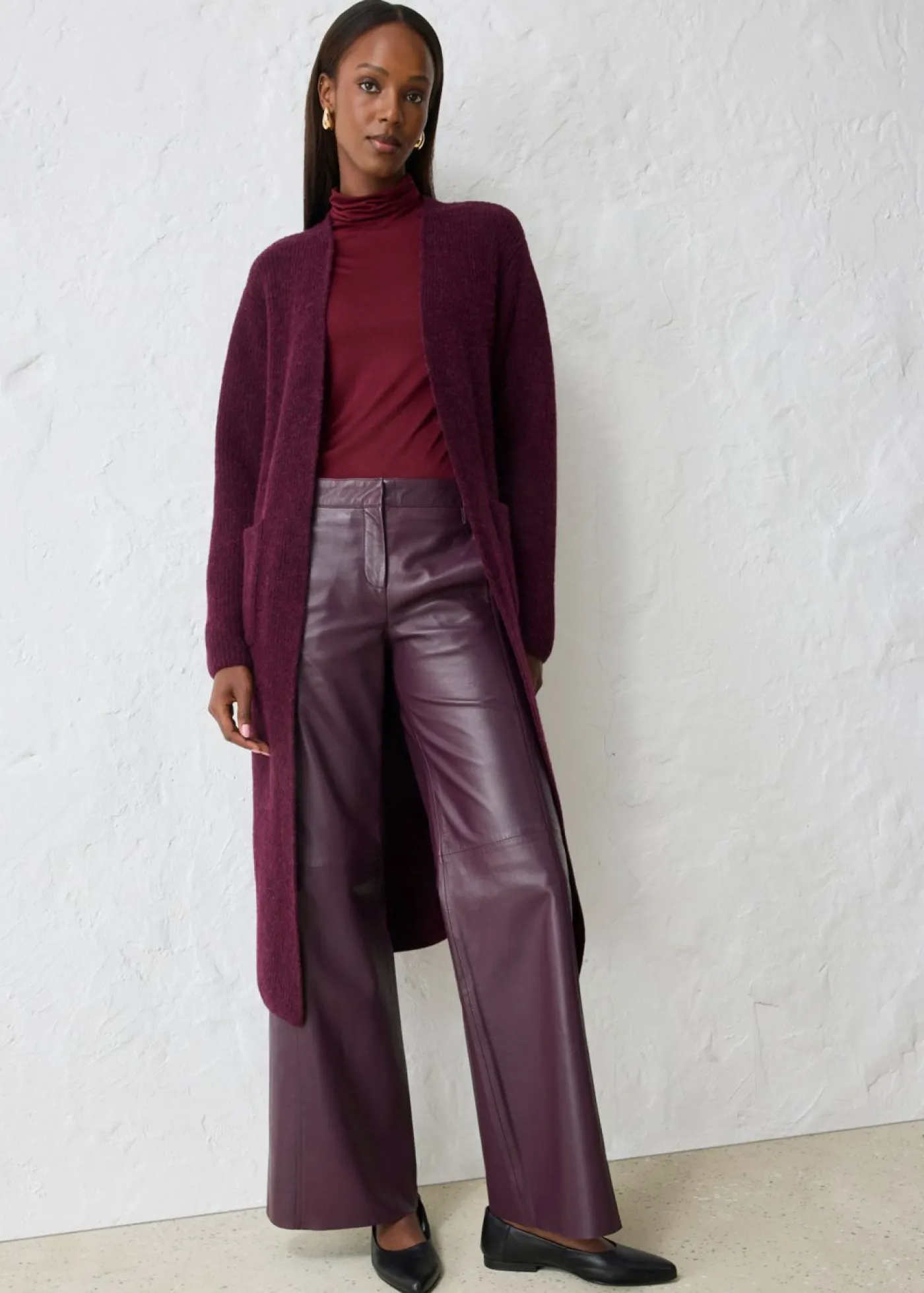 bonprix bonprix Premium|Jerséis>Abrigo de punto con alpaca rojo burdeos