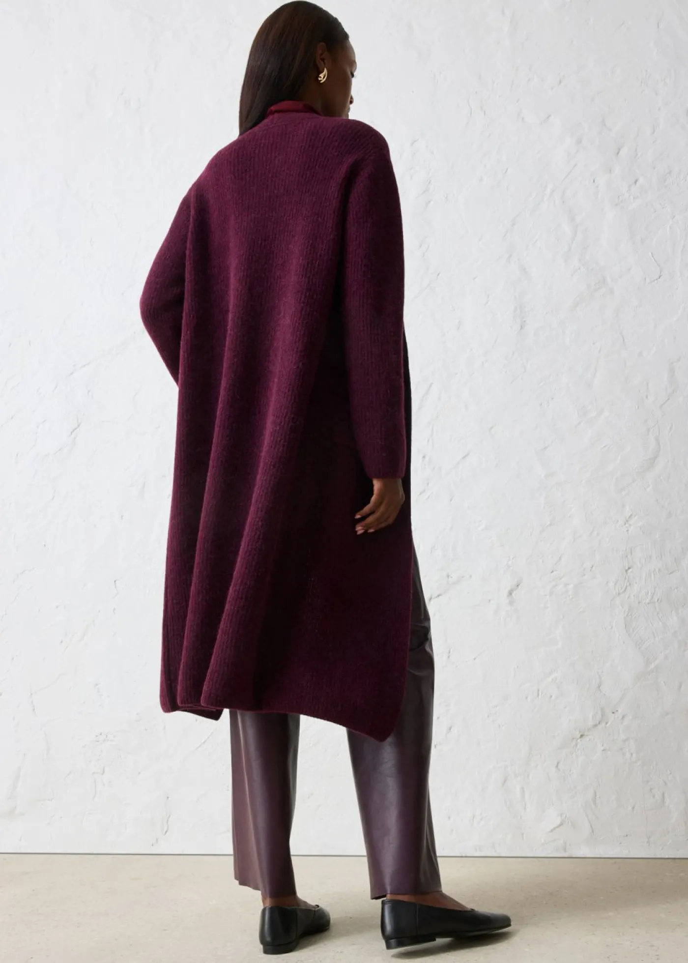 bonprix bonprix Premium|Jerséis>Abrigo de punto con alpaca rojo burdeos