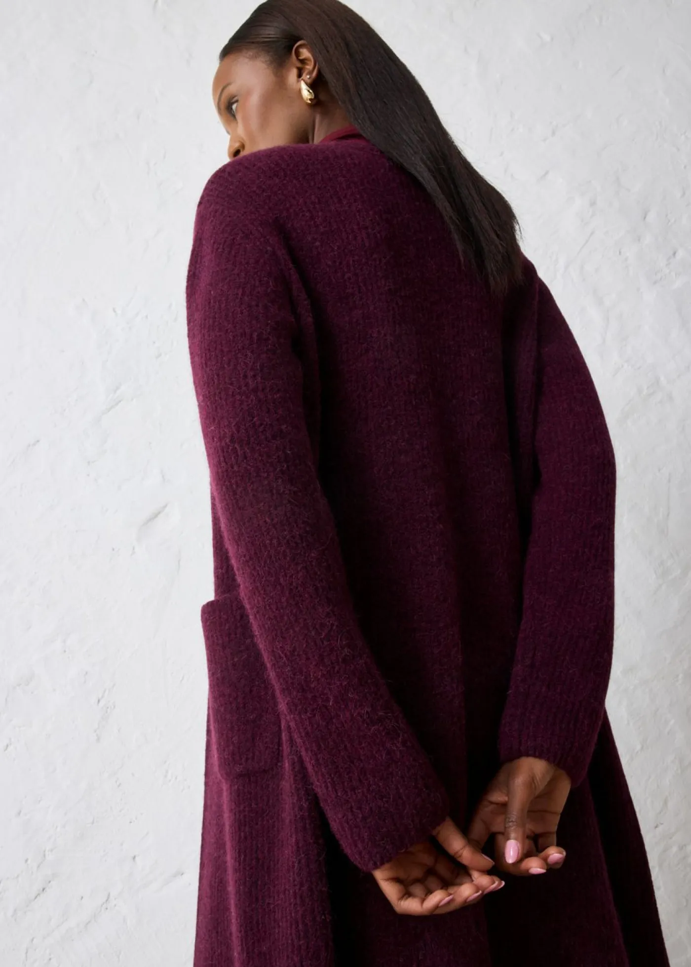 bonprix bonprix Premium|Jerséis>Abrigo de punto con alpaca rojo burdeos