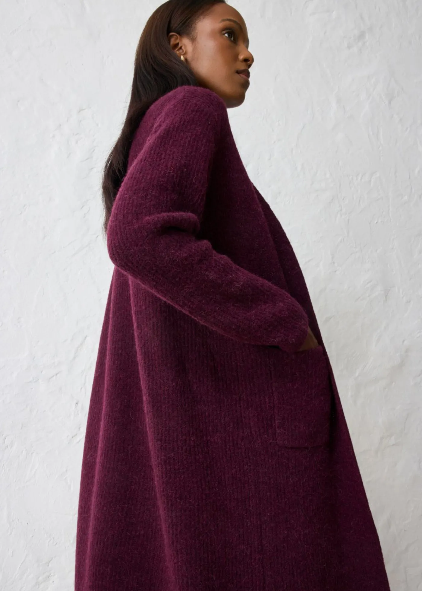 bonprix bonprix Premium|Jerséis>Abrigo de punto con alpaca rojo burdeos