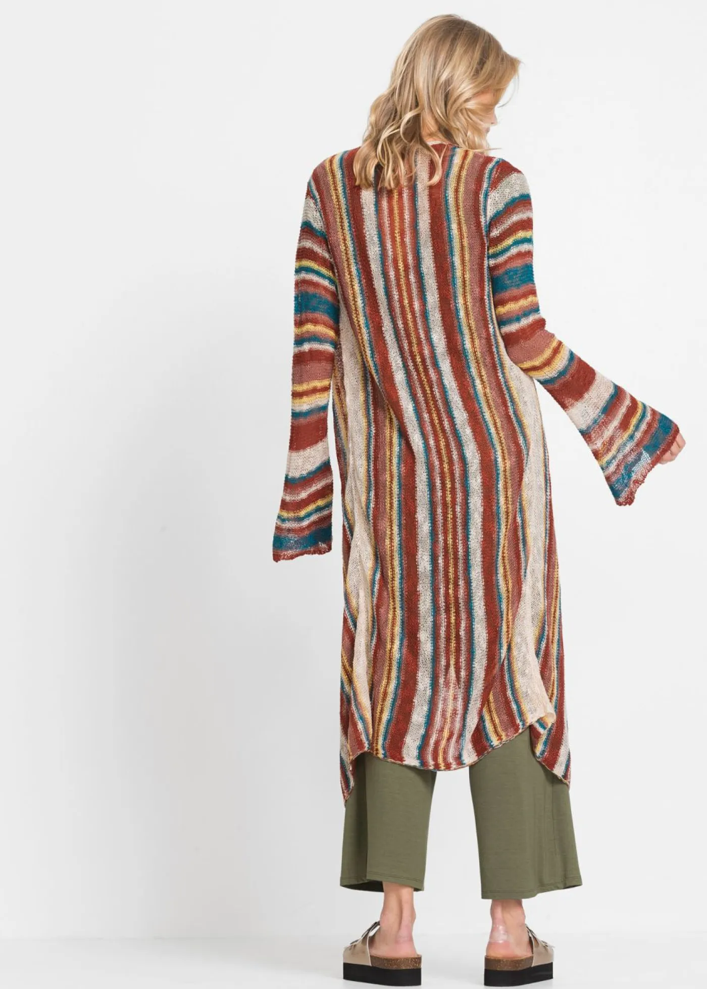 Mujer bonprix bonprix Abrigo de punto con rayas