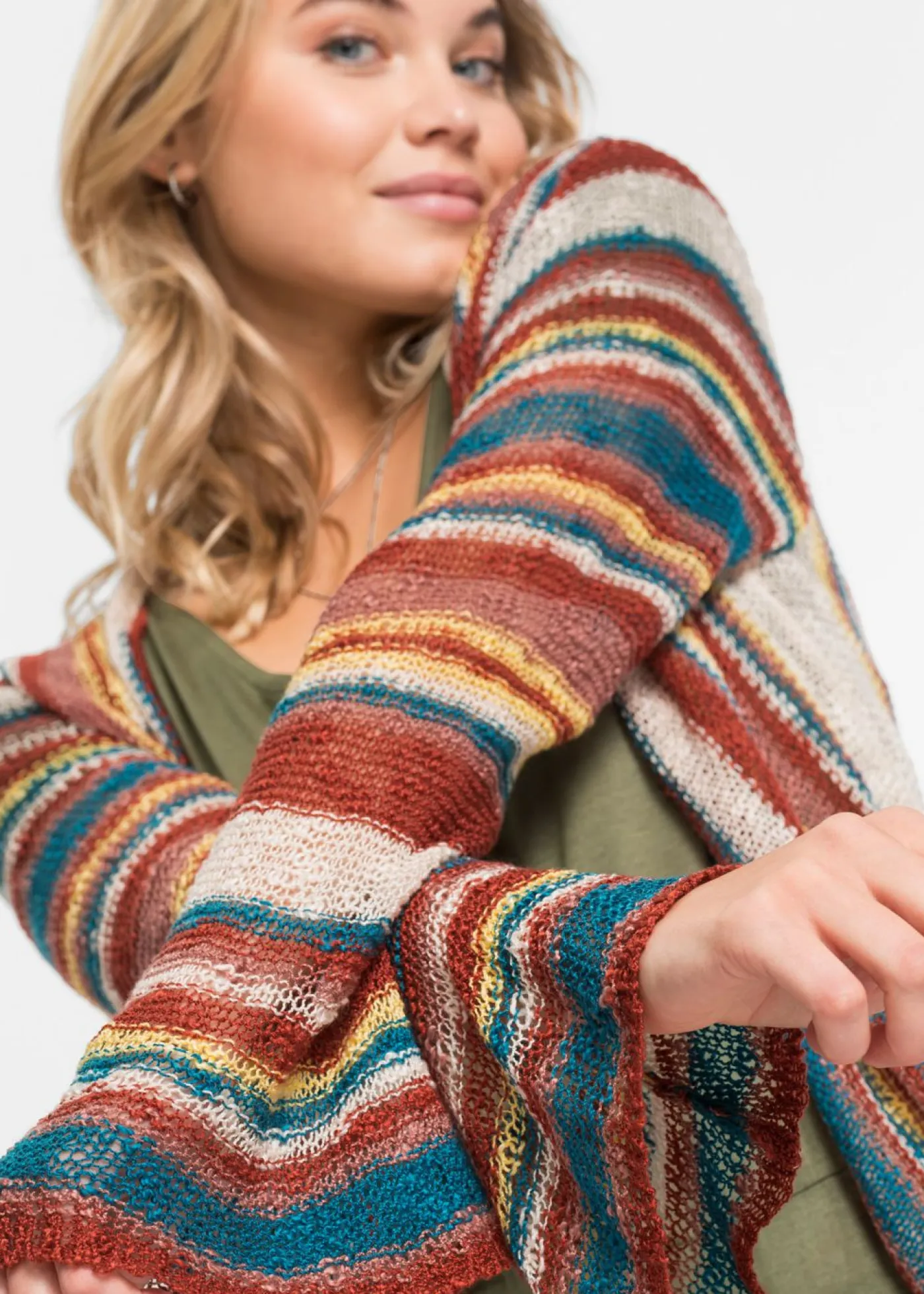 Mujer bonprix bonprix Abrigo de punto con rayas