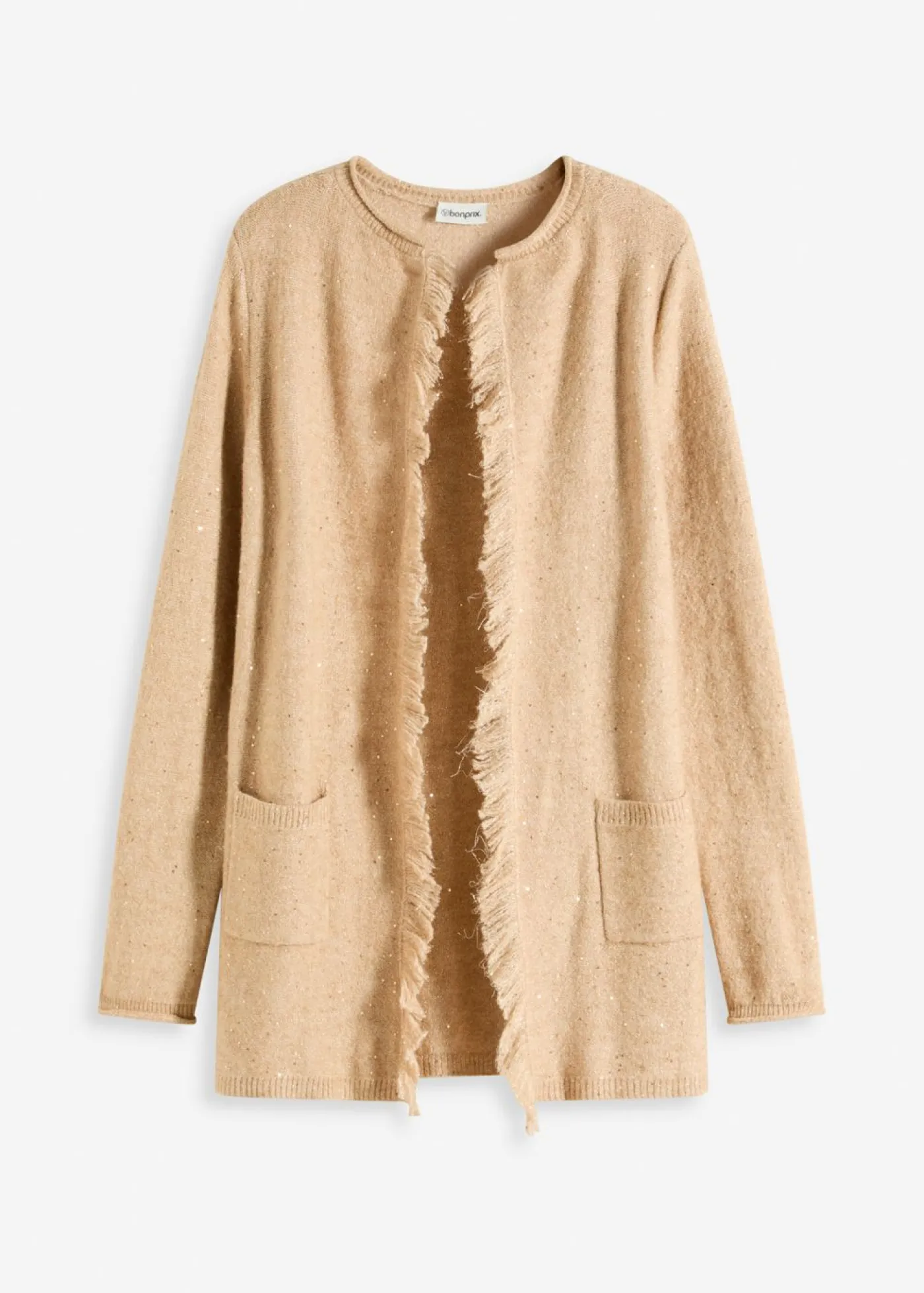 Mujer bonprix bonprix Abrigo de punto corto con lentejuelas e hilo brillante