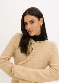 Mujer bonprix bonprix Abrigo de punto corto con lentejuelas e hilo brillante