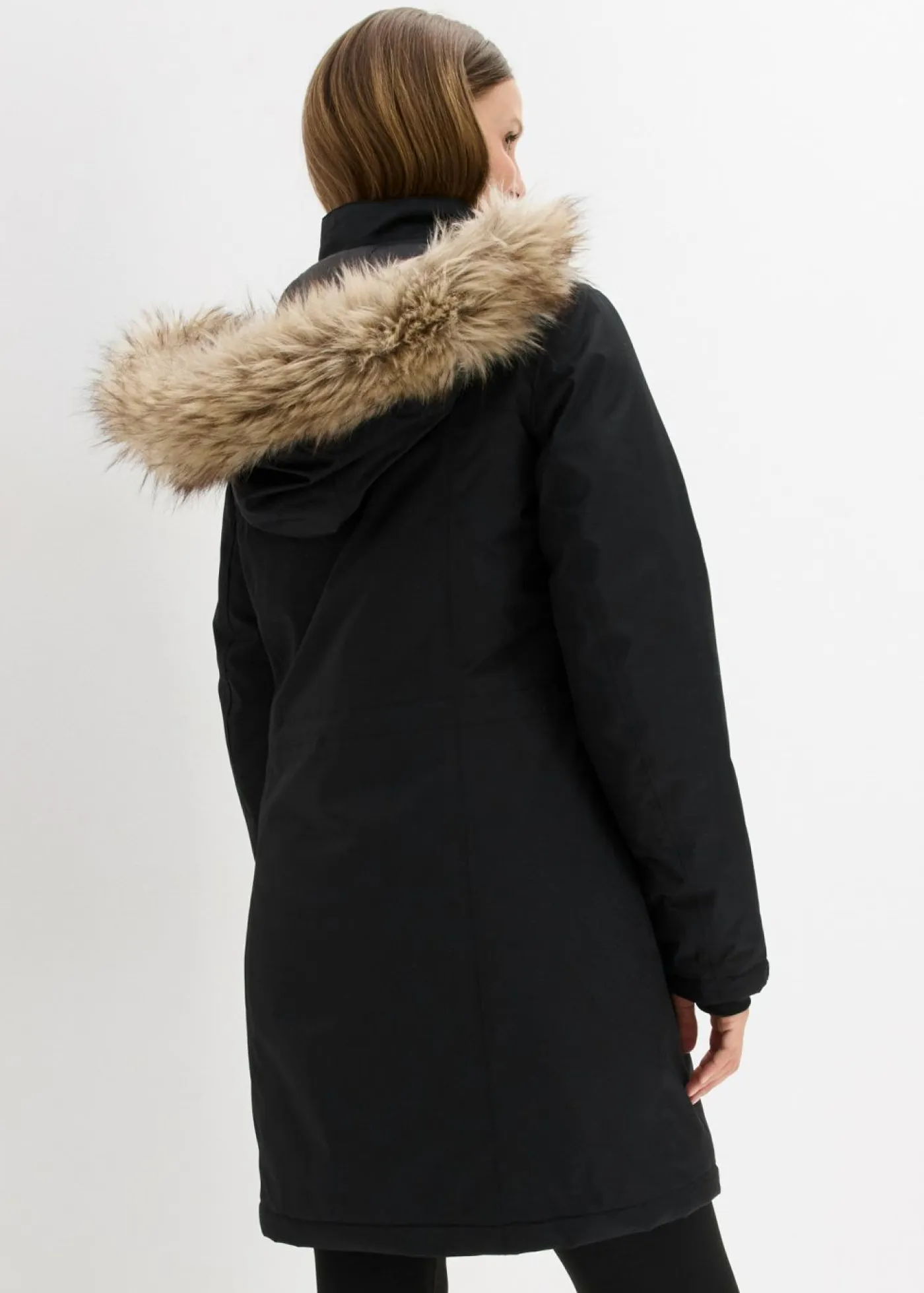 bonprix bonprix Chaquetas Y Abrigos>Abrigo funcional cálido impermeable para exteriores con pelo sintético Negro