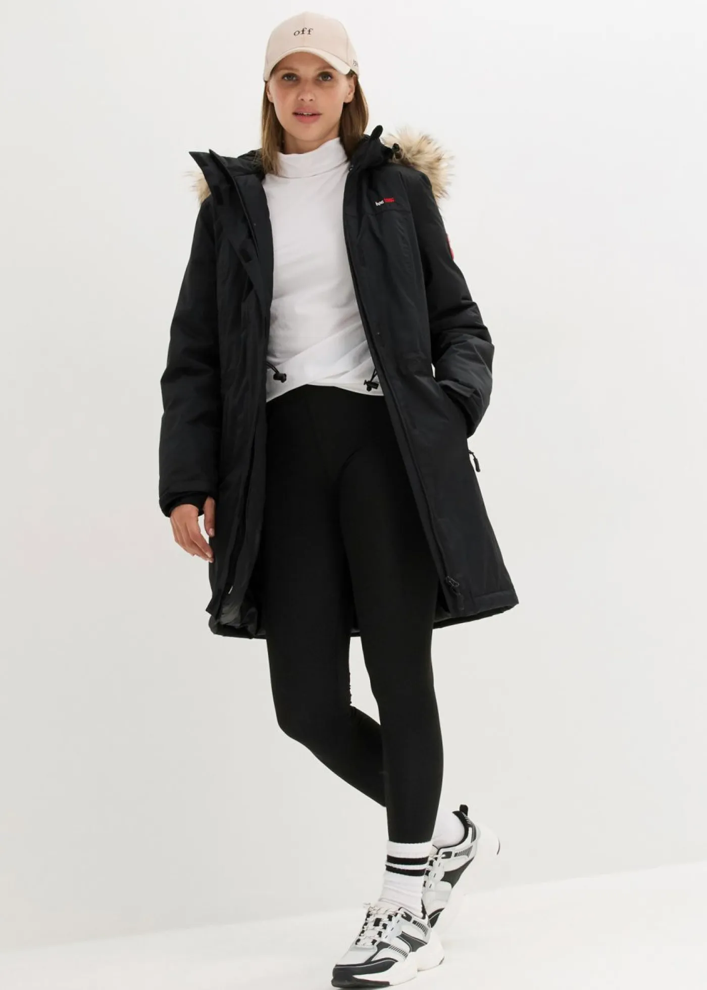 bonprix bonprix Chaquetas Y Abrigos>Abrigo funcional cálido impermeable para exteriores con pelo sintético Negro