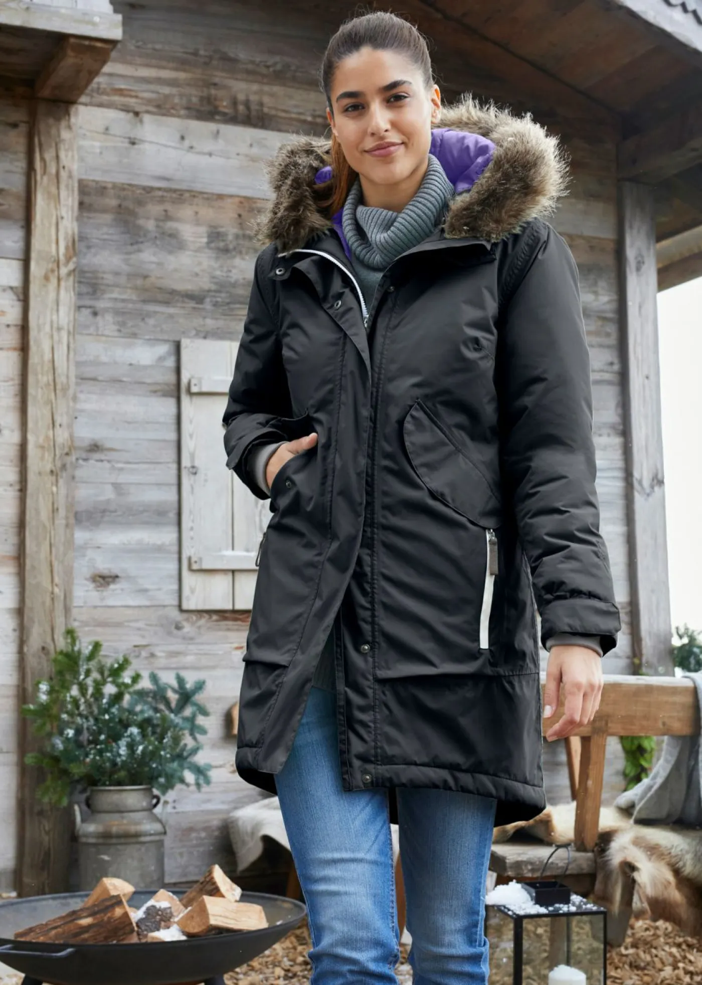 bonprix bonprix Chaquetas Y Abrigos>Abrigo funcional impermeable Negro