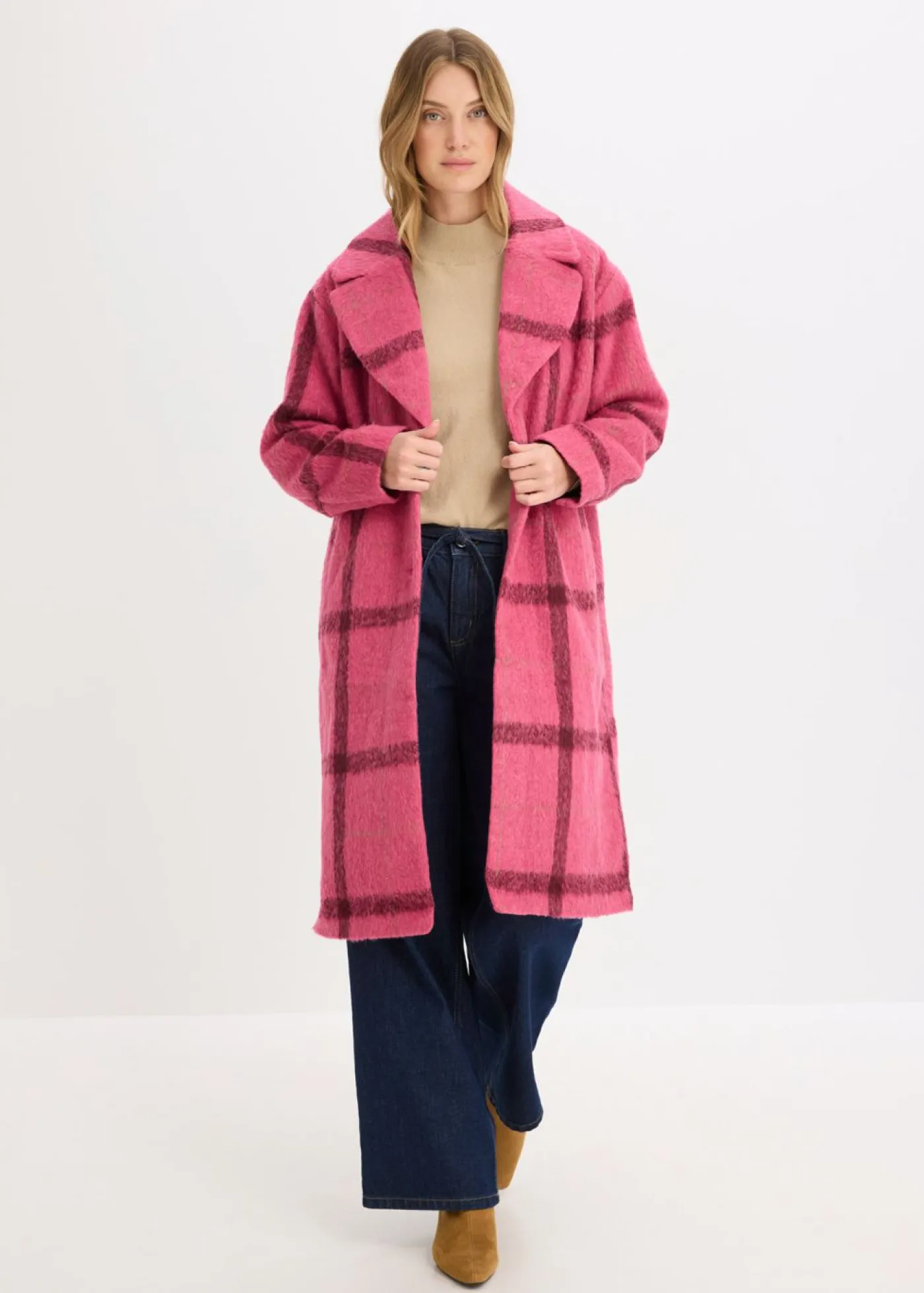 Mujer bonprix bonprix Abrigo holgado con aspecto de lana