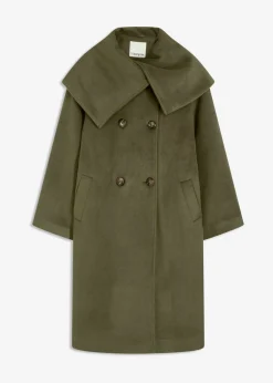 Mujer bonprix bonprix Abrigo holgado con aspecto de lana y cuello ancho