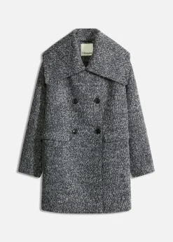 Mujer bonprix bonprix Abrigo holgado corto con aspecto de lana jaspeada