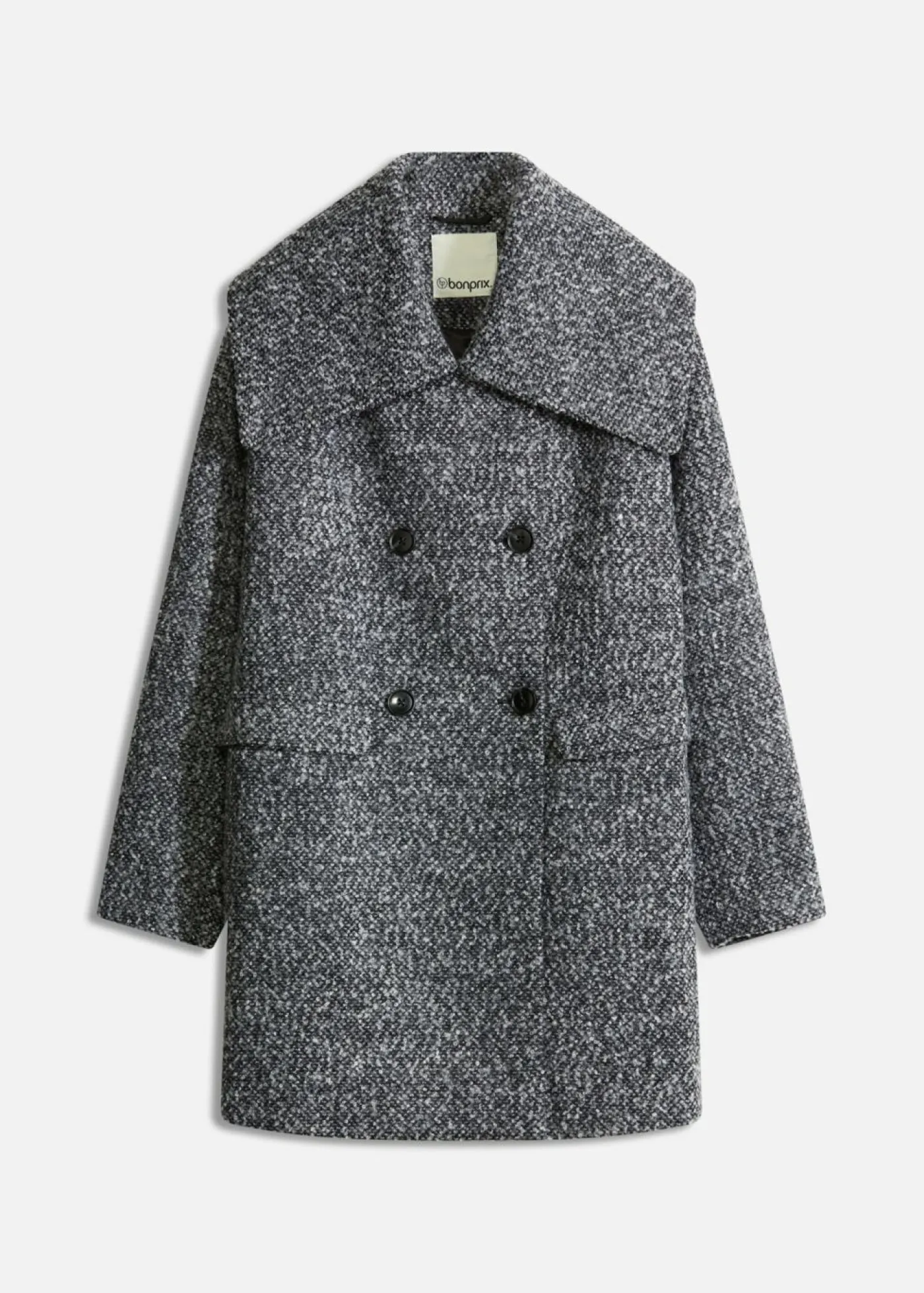 Mujer bonprix bonprix Abrigo holgado corto con aspecto de lana jaspeada