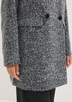 Mujer bonprix bonprix Abrigo holgado corto con aspecto de lana jaspeada