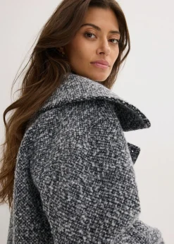 Mujer bonprix bonprix Abrigo holgado corto con aspecto de lana jaspeada