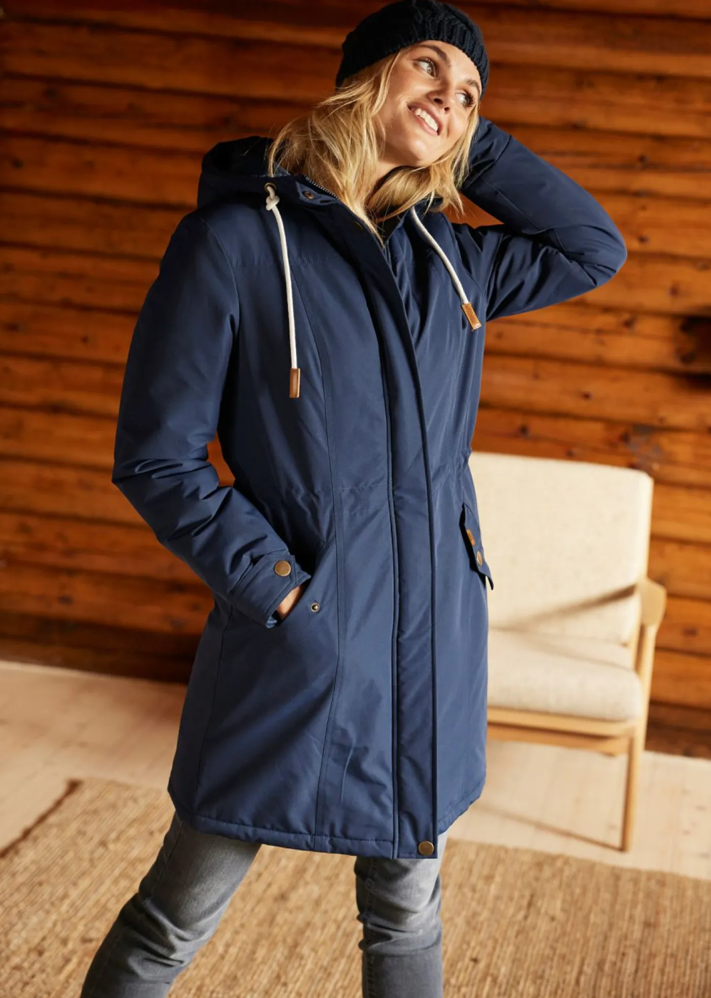 bonprix bonprix Chaquetas Y Abrigos>Abrigo impermeable para exteriores Azul marino