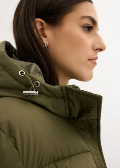 Mujer bonprix bonprix Abrigo largo guateado con capucha