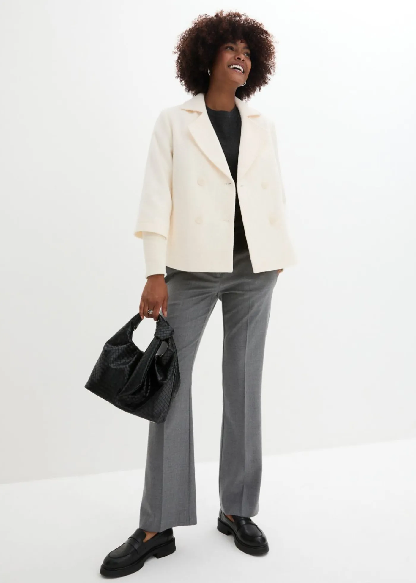 bonprix bonprix Chaquetas Y Abrigos>Abrigo marinero con mangas de punto Beige natural