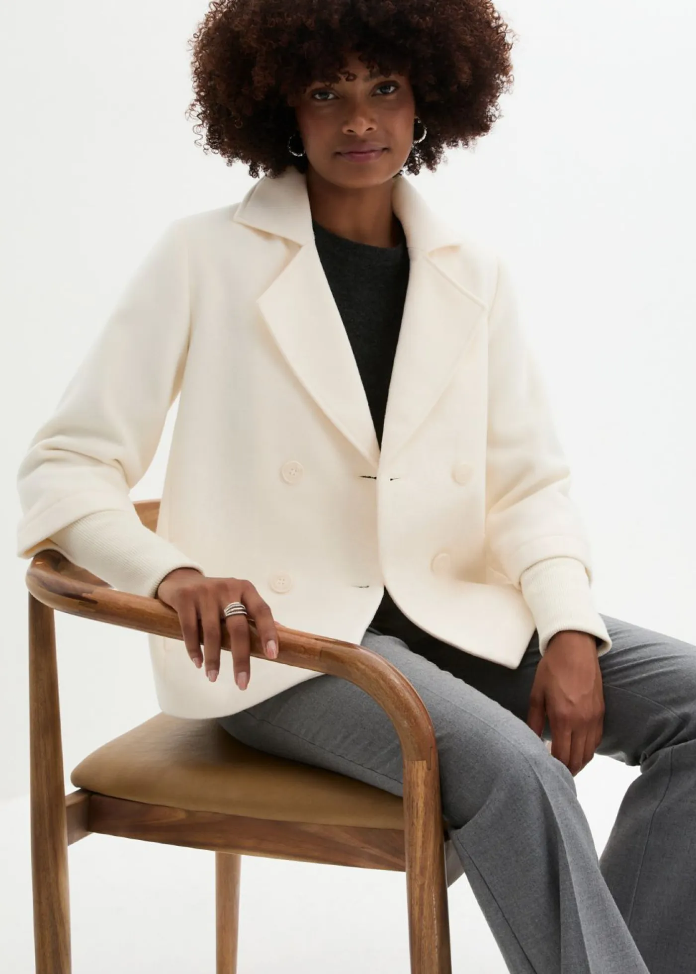 bonprix bonprix Chaquetas Y Abrigos>Abrigo marinero con mangas de punto Beige natural