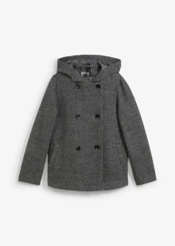 bonprix bonprix Chaquetas Y Abrigos>Abrigo marinero de acogedor tejido bouclé Negro-blanco lana moteado