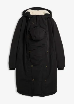 bonprix bonprix Premamá>Abrigo premamá guateado 3 en 1 con inserto de porteo negro/blanco lana/marrón