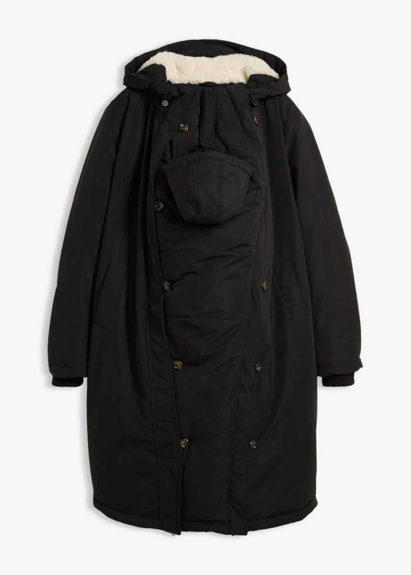 bonprix bonprix Premamá>Abrigo premamá guateado 3 en 1 con inserto de porteo negro/blanco lana/marrón