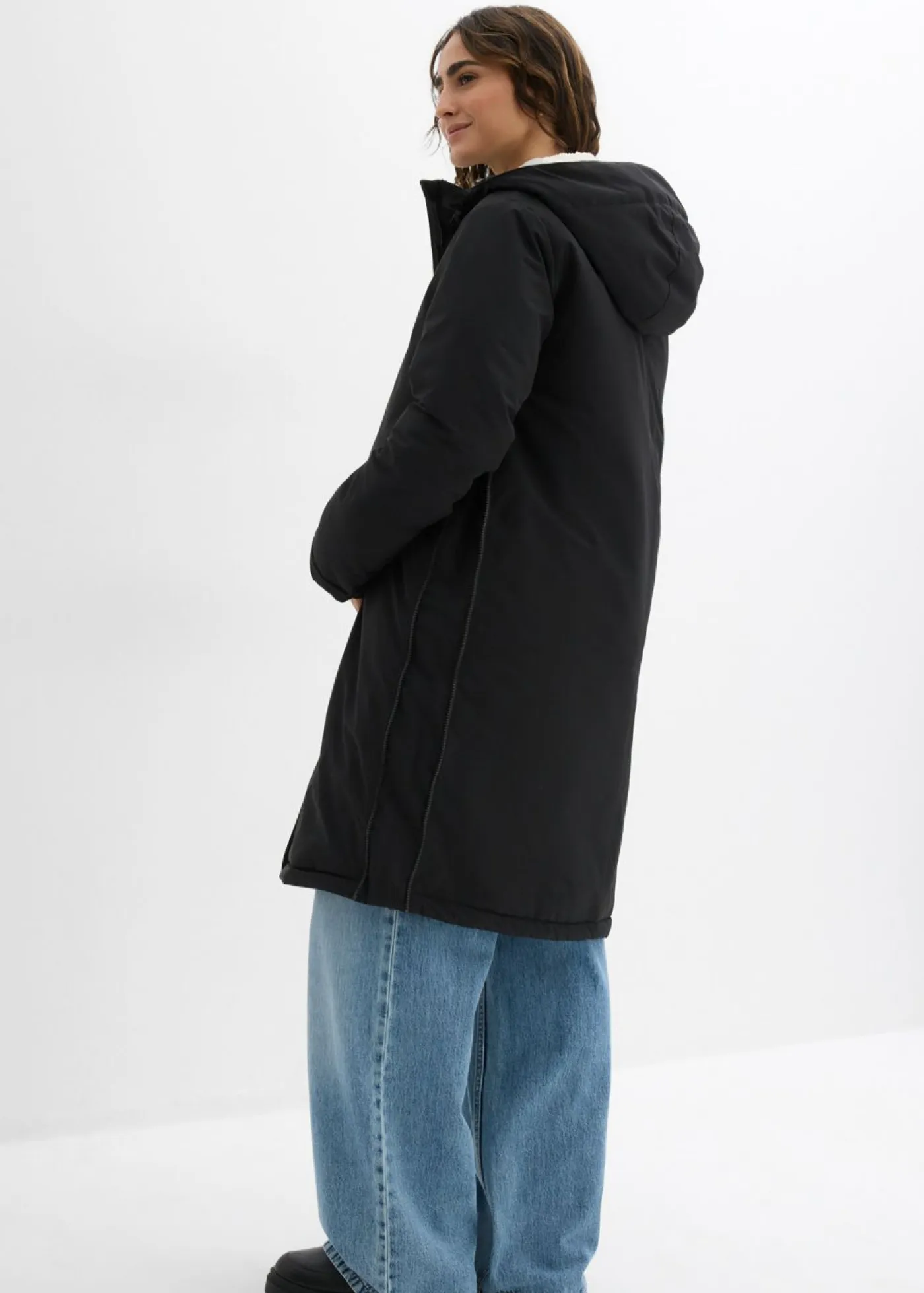 bonprix bonprix Premamá>Abrigo premamá guateado 3 en 1 con inserto de porteo negro/blanco lana/marrón