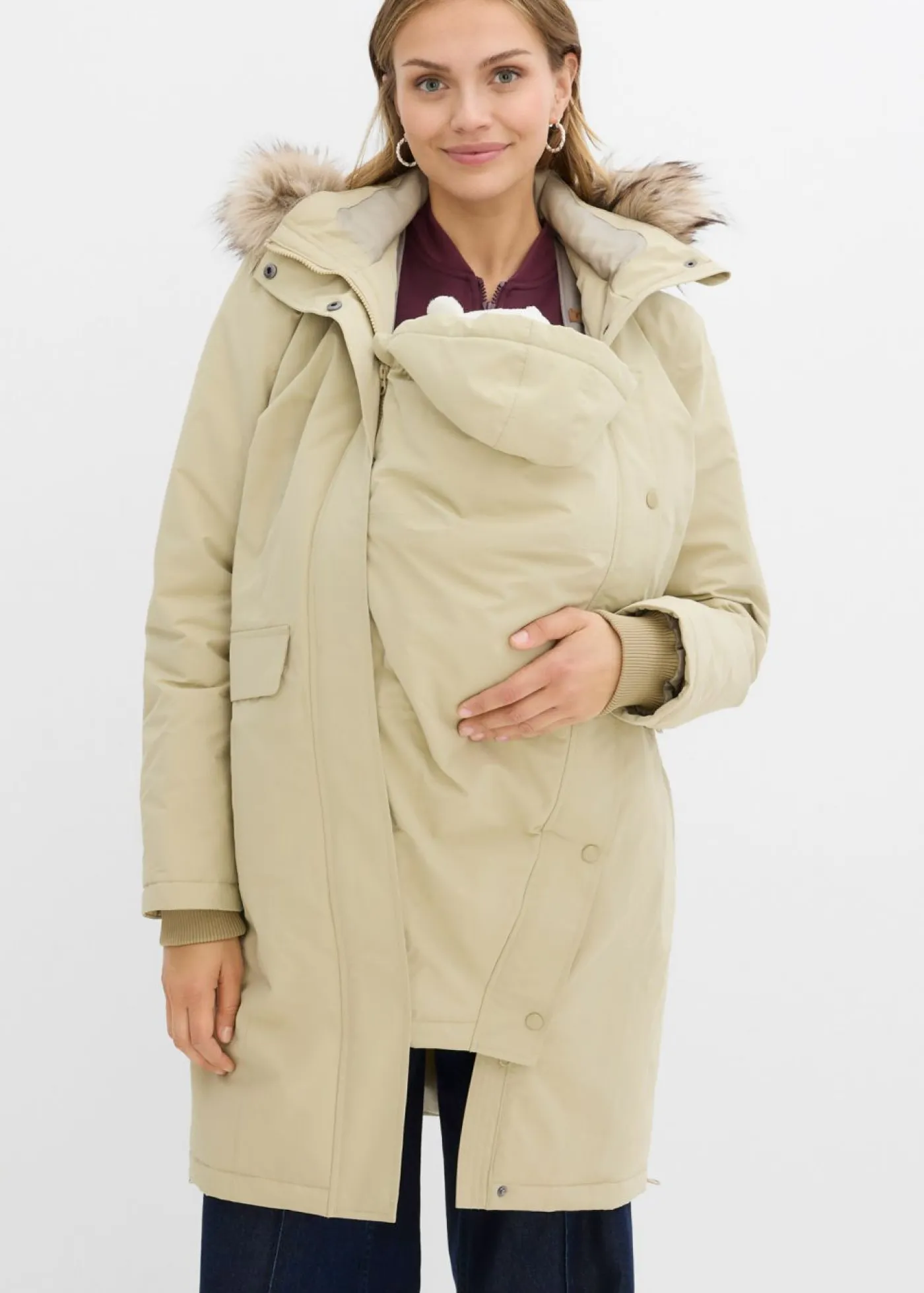 Mujer bonprix bonprix Abrigo premamá impermeable y cortavientos 3 en 1 con inserto de porteo