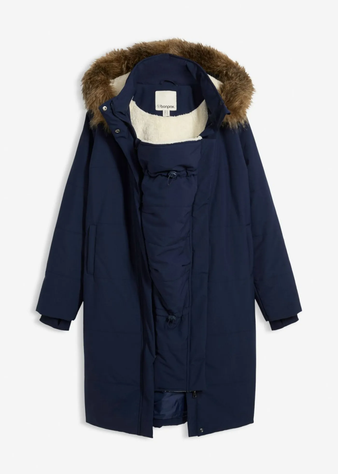 bonprix bonprix Premamá>Abrigo premamá y de porteo, guateado, 3 en 1 Azul marino-beige