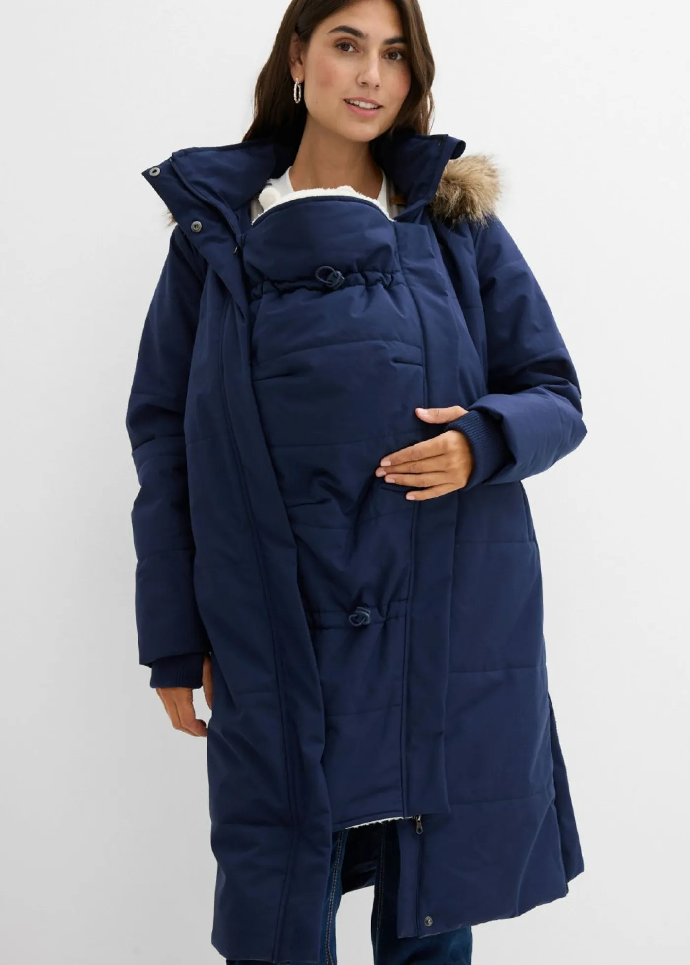 bonprix bonprix Premamá>Abrigo premamá y de porteo, guateado, 3 en 1 Azul marino-beige