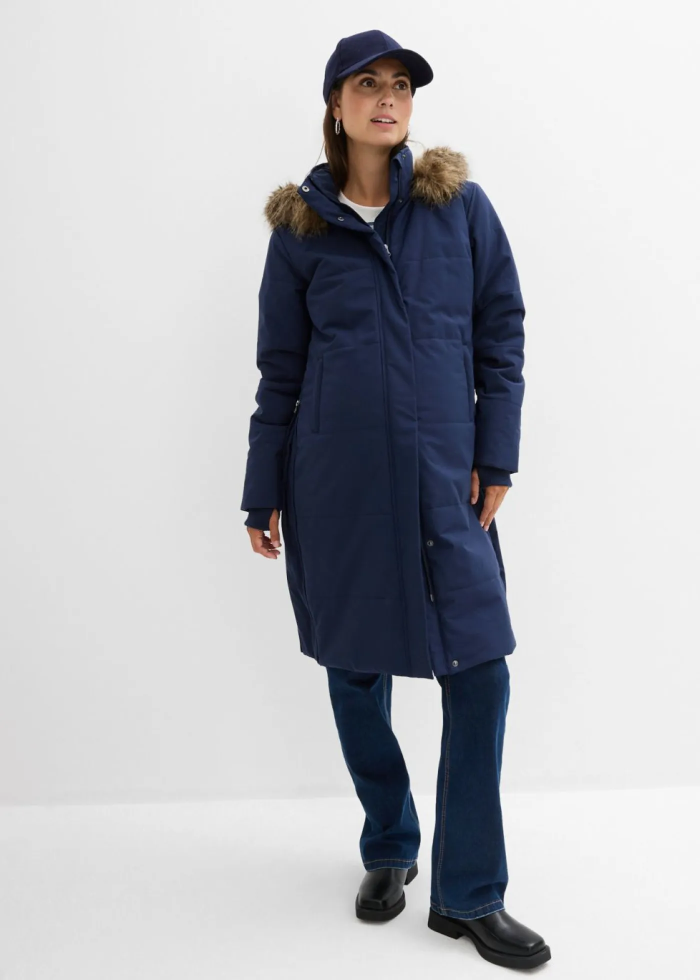 bonprix bonprix Premamá>Abrigo premamá y de porteo, guateado, 3 en 1 Azul marino-beige